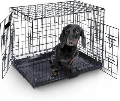 China Breathable hot sale green color new type pet cage for dog cat kitty kennels metal stainless big and small pet cage with acrylic tray for sale