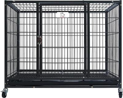 China Breathable Black Pet House Sturdy Dog Cage Door and Lock Design Pet Carrier Dog Kennel Cages Easy Carry Waterproof Metal Pet House for Dogs for sale