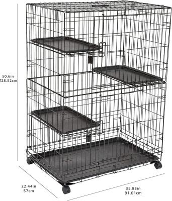 China Breathable New Indoor Multi Layer Cat Villa Large Size 3 Tier Pet Cat House Wire Condo Cage for sale