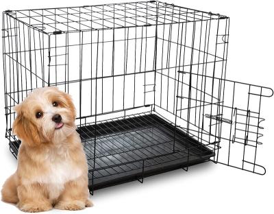 China Breathable Wholesale black iron sturdy breathable pet crate cage with pulling tray for sale