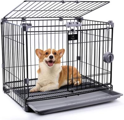 China Breathable China Hot Selling Various Size Heavy Duty Pulleys Thickened Stainless Steel Folding Dog Cage Pigeon Cage Pet Cage for sale