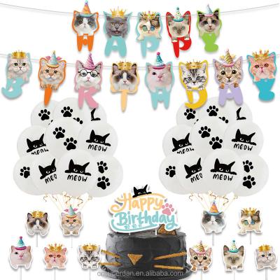 China Party Festival Supplies Cat Birthday Party Supplies Cat Printing Letter Banner Foil Hanging Letters Balloons Other Party Decorations for sale