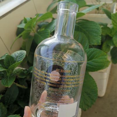 China Beverage Customized Transparent Glass Frosted Round 500ml Wine Bottle With Label for sale