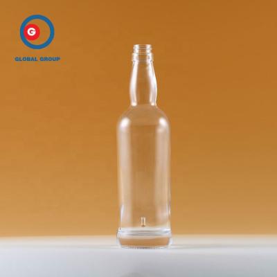 China Wholesale transparent vodka bottle round shape liquor glass whiskey 500ml clear bottle for sale