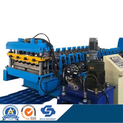 China                  Nexus Machinery Roof Tile Sheet Roll Forming Machine with High Quality/ Metal Glazed Tile Making Machine with Gearbox transmission              for sale