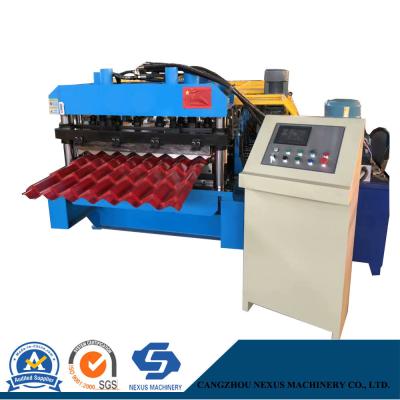 China                  Canton Fair Metal Roofing Tile Sheet Roll Formed Machine/Glazed Tile Roll Forming Line              for sale