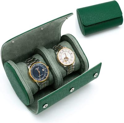 China Custom Rolling Travel Logo Watch Box 1 Slot Velvet Wrist Watch Pocket Case Genuine Leather Custom Copy for sale