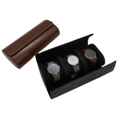 Cina High Quality Watch Box Watch Roll Up Vintage Retro Chic Portable Organizers Leather Watch Case Packing Travel Box For Watch in vendita