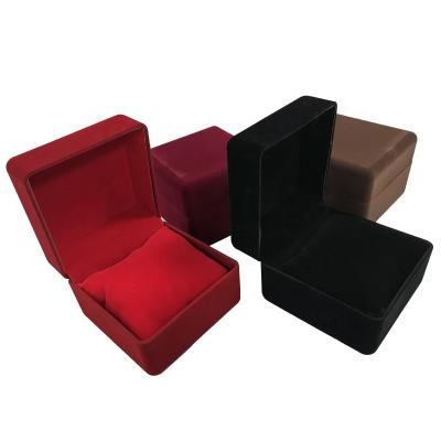 China Wholesale Custom Watch Box Color Suede Watch Box With Black And Red Plush Velvet Pillow for sale