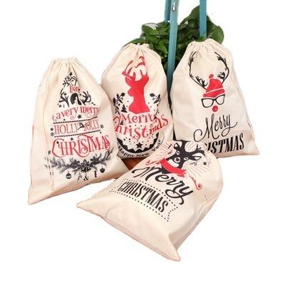 China Ecological; Wholesale Cotton Reusable Canvas Drawstring Large Christmas Santa Sacks 2021 New for sale