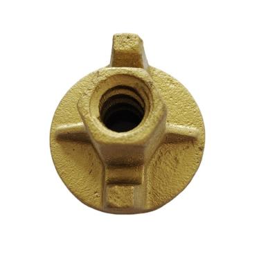 China Modern construction site formwork bolt nut pull rod wing nut d17 d70mm 350g two claws cold rolled gold zinc adjustable pull rod for sale