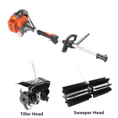 China Hotels 2 Stroke 25.4cc Brush Cutter 2 in 1 Portable Mini Tiller Machine for sale