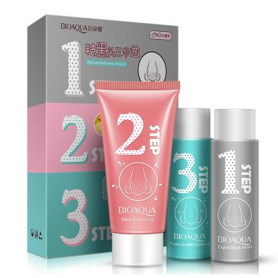 China Moisturizer OEM T Zone Skin Care Face Purifying Pore Shrink Blackhead Acne Pimple Spot Remover Nose Correction Peel Mask 3 Step Kit for sale