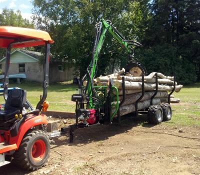 China Self Propelled By Gasoline Engine Timber Trailer With Crane For Tractor UTV And ATV for sale