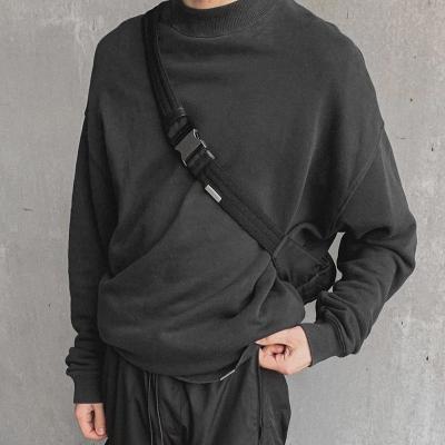 China Viable Trending Solid Color Men's Products Solid Color Black Round Neck Cotton Warm Casual Loose Hoodies for sale