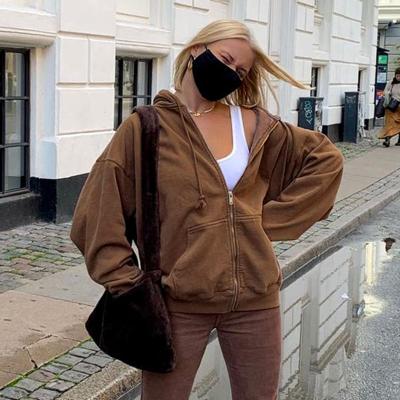 China Autumn 2022 Newest Product Fashionable Brown Velvet Latest Product Women Hot Long Sleeve Hoodies for sale