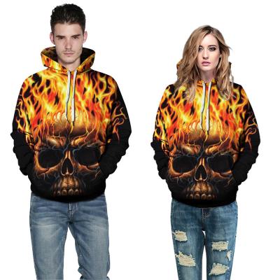 China Breathable Amazon Vends Skeleton Smoke Unisex Digital Print Hoodie For Lovers Fall / Loose Winter Factory Sale for sale