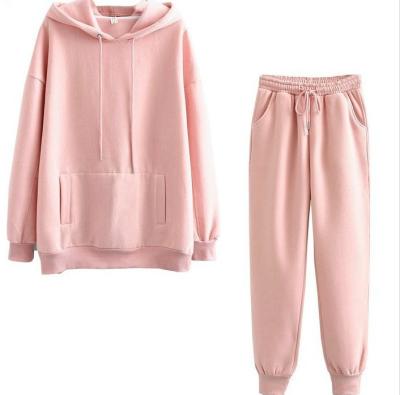 China Breathable Europe and the United States of explosive female plush hooded sports fashion oversized pullover warm sweater suit for sale