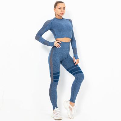 China 2022 New Breathable Outdoor Sports Suits Fashion Tight Style Spring Suit Long Wrapped Yoga Two-Piece Suit for sale