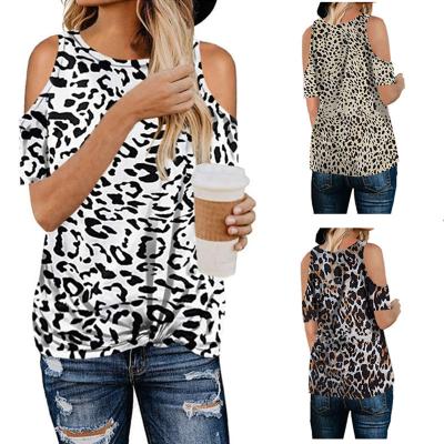 China 2022 Made Women Summer Breathable Casual Soft Leopard Print Strapless Manufacturer Polo T-shirt for sale