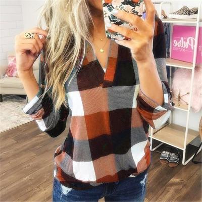 China Latest Spring Autumn Long Sleeve Casual Plaid Breathable Hot Sale Shirt For Women Coats Buttons for sale