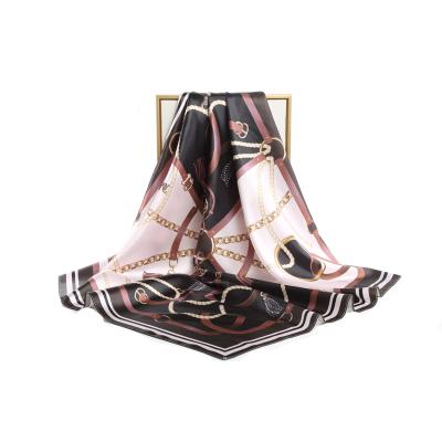 China 2022 ZhongYu Latest Design 180*90cm Soft Elegant Luxury Korean Plaid Print Long Spot Checked Silk Scarf for sale