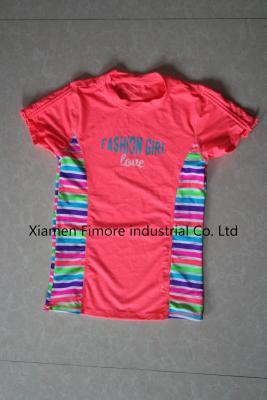 China Girl’s strip print with solid splicing workmanship Beachwear Swimwear T-Shirt surfing wear for sale