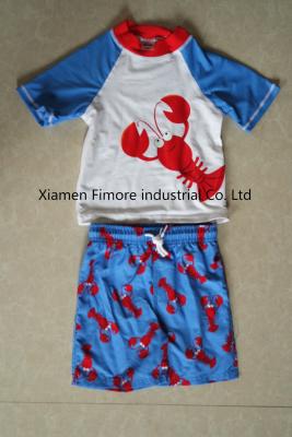 China 80%polyamide;20%elasthane boy's swim set for printed surfing wear T-Shirt two piece for sale