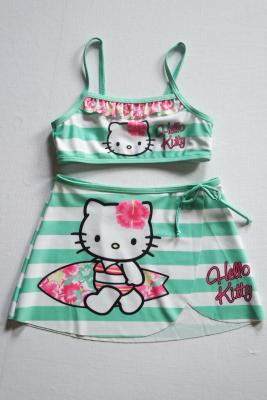 China 2017 so cute girls bikini pretty trip printed with Hello Kitty bikini swimming wear swimwear two piece bikini for sale