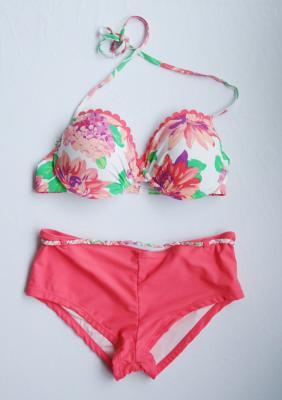 China 2018 Sexy Micro Bikinis flowers printed match color Women Swimsuit Swimwear Brazilian Gold for sale