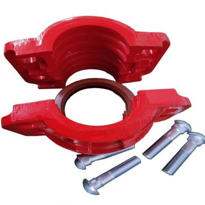 China Pipe Lines Connect FM ISO9001 Certified Pipe Fittings Grooved Ductile Iron 250Mm Saddle Heavy Duty Rubber Grooved Pipe Flange Pipe Fittings for sale