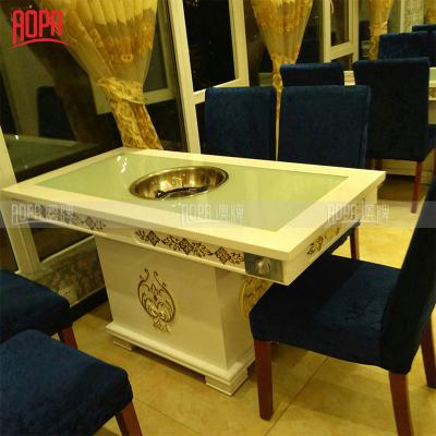 China Commercial Hot Pot Restaurant Table AOPA Revolving Wooden Dining Table for sale