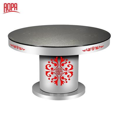 China AOPA Z50 Durable Restaurant Hot Pot Round Glass Dining Table for sale