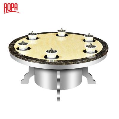 China Durable AOPA Restaurant Round Hot Pot Marble Dining Table Set for sale