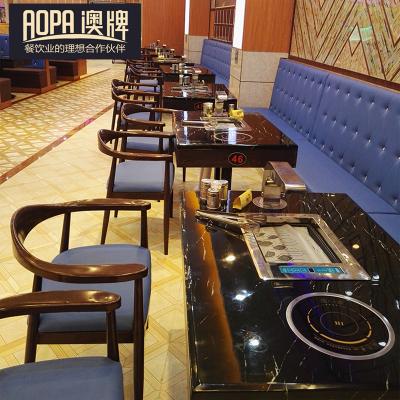 China Durable commercial hot pot equipment AOPA hot pot restaurant and barbecue table for sale