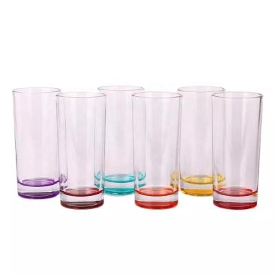 China Amazon Hot Selling 10oz High Viable Ball Stocked Glass Set 6 Pcs Drinking Cup With Colorful Bottom For Promotion for sale