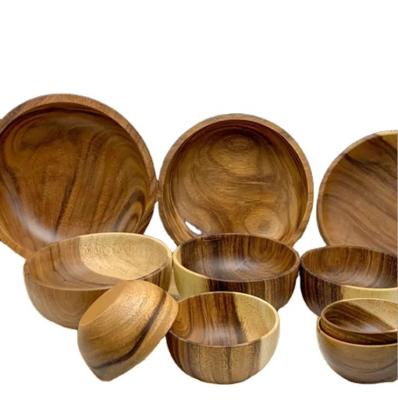 China Disposable Decorative Acacia Wood Salad Bowl for sale