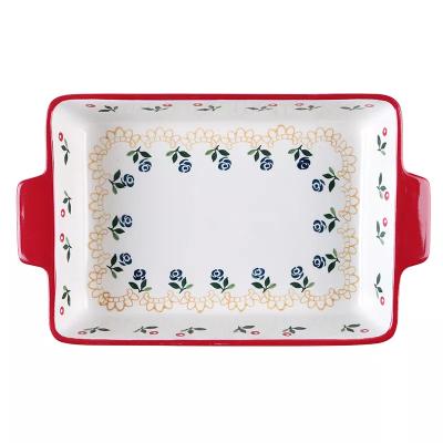 China Viable High Quality Colorful Ceramic Baking Tray Pan Dishes for sale