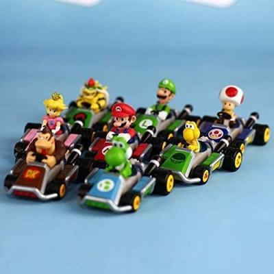 China Educational Toy 8 Pcs Mario Kart Pull Back Cars Cake Topper Figures Toy Set-Kids Birthday Party Cake Decorating Supplies for sale