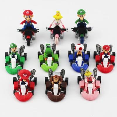 China Super Fast Delivery 10 Pcs - Mario Bros Kart Pull Back 2.5 Inch Cars Motorcycle Luigi Yoshi Toad Princess Peach For Kids+ Gift for sale