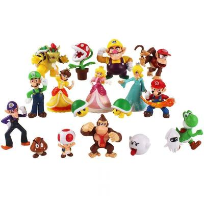 China Fast Delivery 18 Pcs Super Mario Brothers Harden Topper Figures Toy Set Mario Bros Toys Birthday Cake Decorations Party Supplies for sale