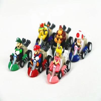 China Fast Delivery 6pcs Figures Mario Kart Cars Pull Backs, Mario, Luigi, Princess Peach, Bowser, Toad, Mario Cake Topper Perfect Decor for sale