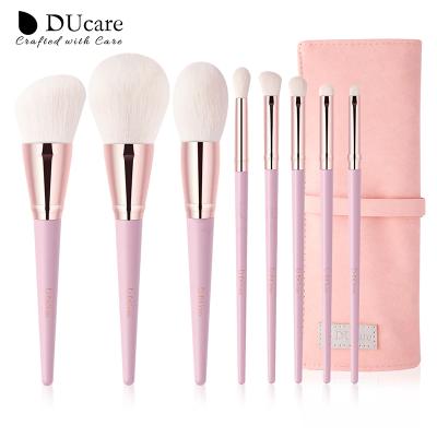 China Angular Blush DUcare K0807 Beauty Design 8pieces Pink Brush Set Makeup With Case for sale