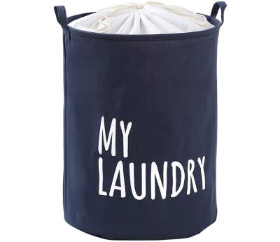 China Large Capacity Eco-friendly Waterproof Canvas Clothes Bucket Dirty Laundry Hamper for sale