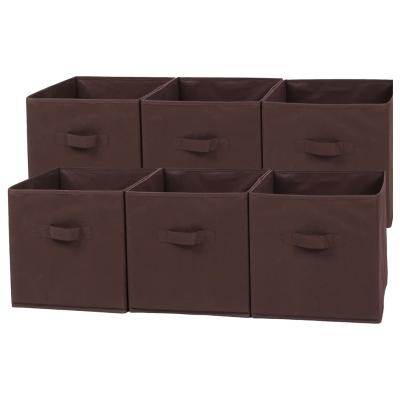 China Viable Foldable Organizer Closet Basket Container 6 Storage Bins Nonwoven Fabric Box Storage for sale