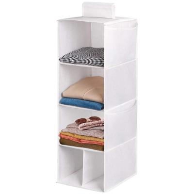 China New Classic/Postmodern 4 Shelves Hanging Closet Organizer Cloth Hanging Shelves for Closet Organizer with Hook and Loops for sale