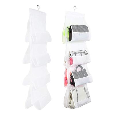 China 8 Storage Cabinets Sustainable Storage Mesh Organizer Hanging Wallet Storage Bag White Mesh for sale