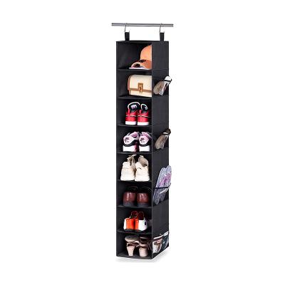 China 8 Story Sustainable Canvas Wardrobe Organizer Store Shelf Folding Hanging Hanger for Shoes and Clothes for sale