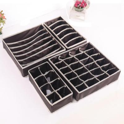 China Foldable 4pcs Underwear Storage Boxes Jars Divider Drawer Closet Underwear Organizer Drawer Lidded Storage Box for sale