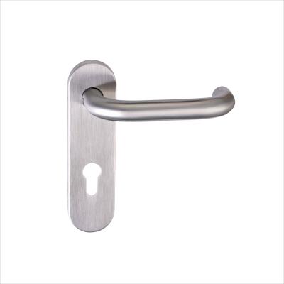 China Factory sale modern fire door used 72mm height stainless steel center door handle with long plate on promotion with cheap price for sale